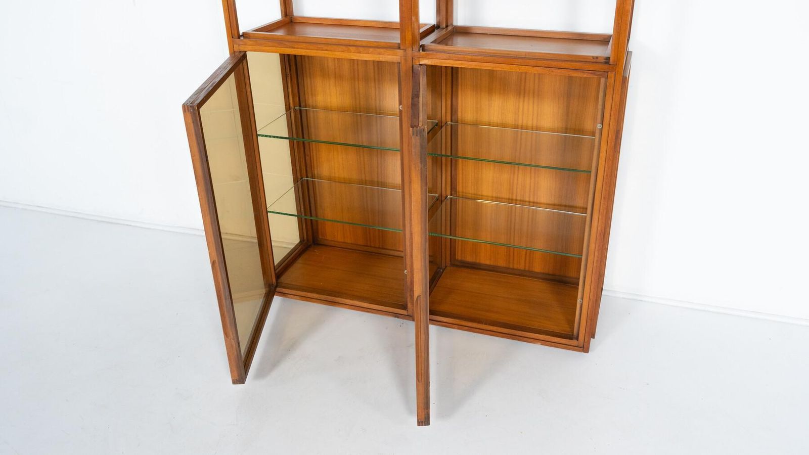 Furniture Mid Century Modern Shelves, Wood And Glass photo