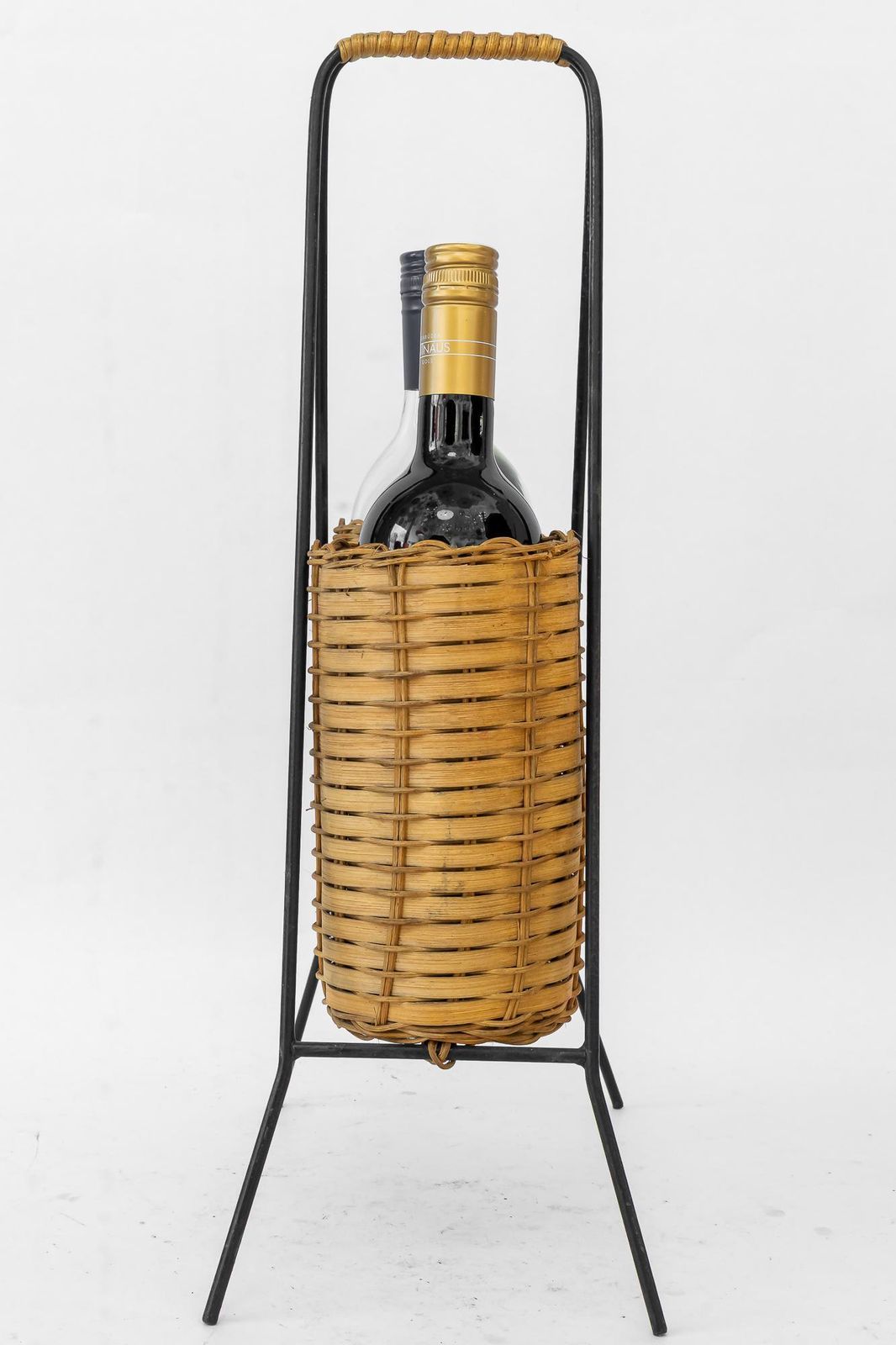 Bottle Holder For 2 Bottles Made Of Iron And Wicker Vienna Around 1970s photo 217.0