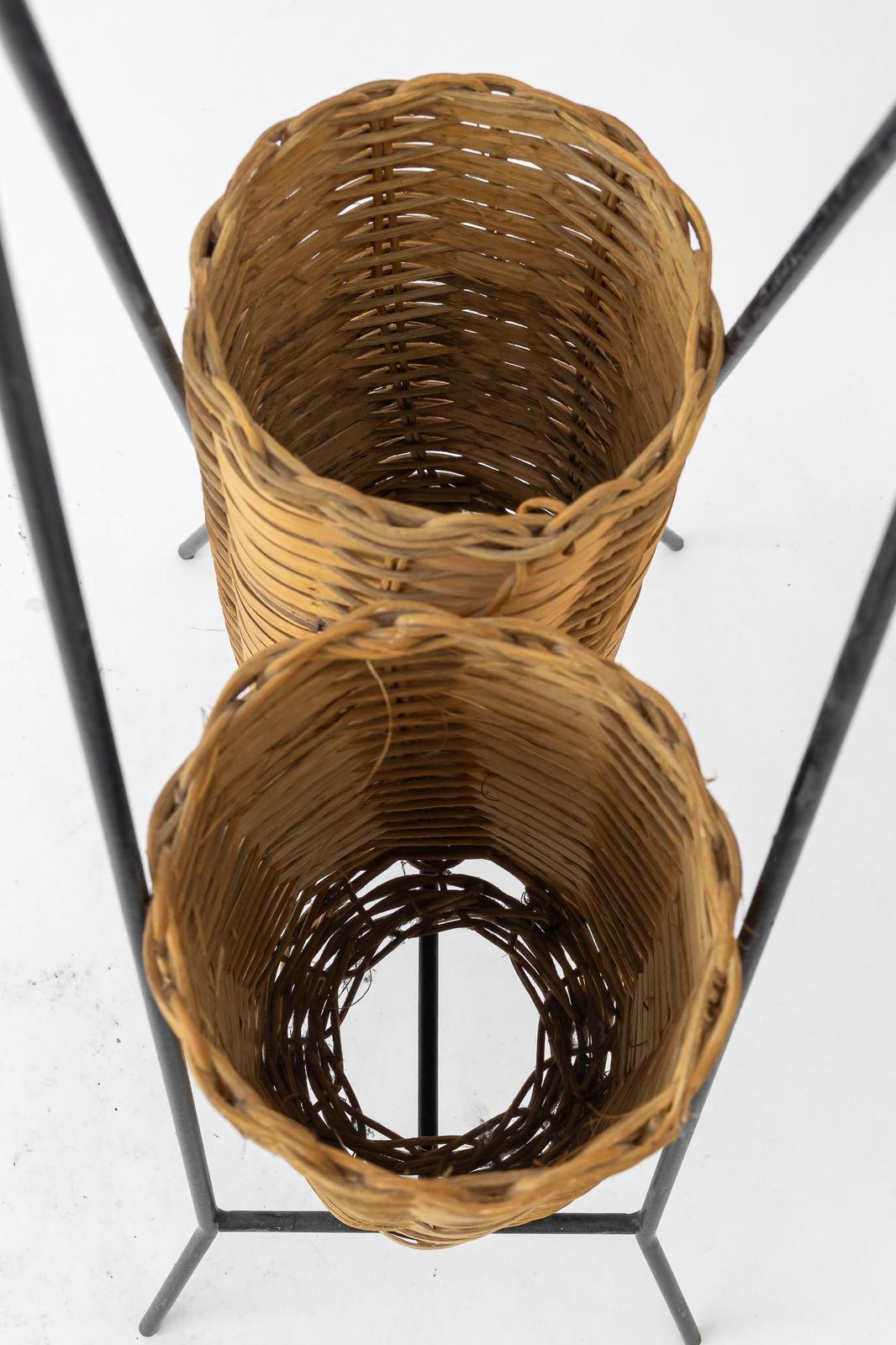 photo furniture Bottle Holder For 2 Bottles Made Of Iron And Wicker Vienna Around 1970s