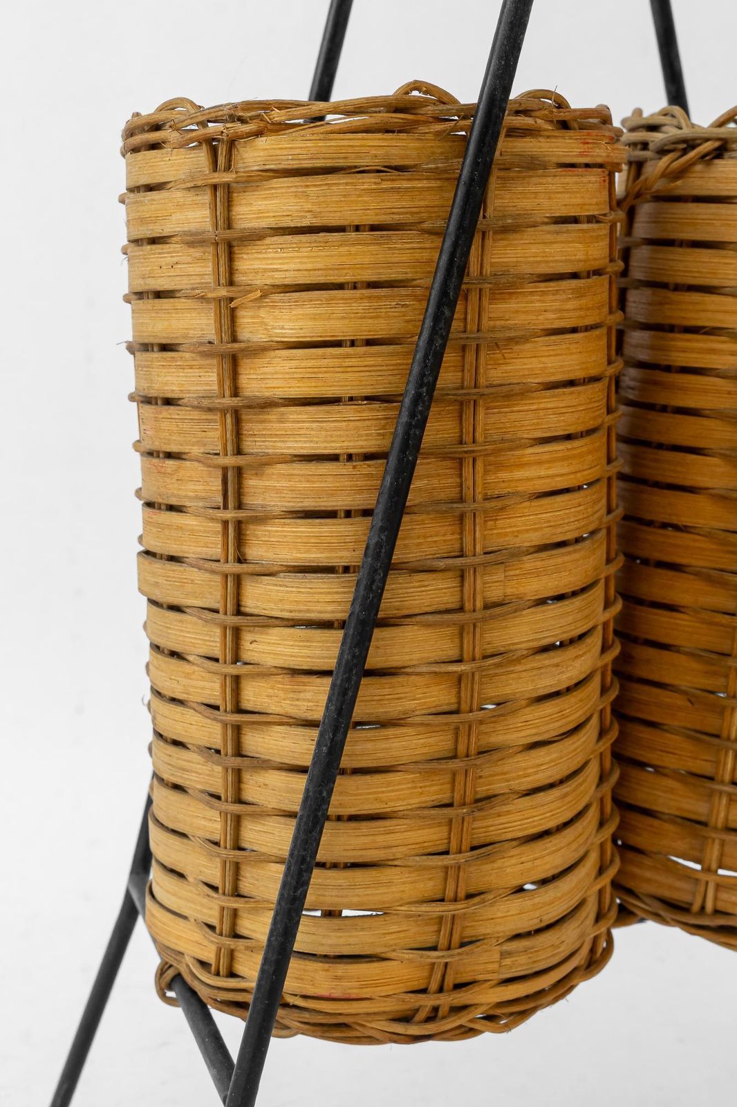 photo for sale Bottle Holder For 2 Bottles Made Of Iron And Wicker Vienna Around 1970s