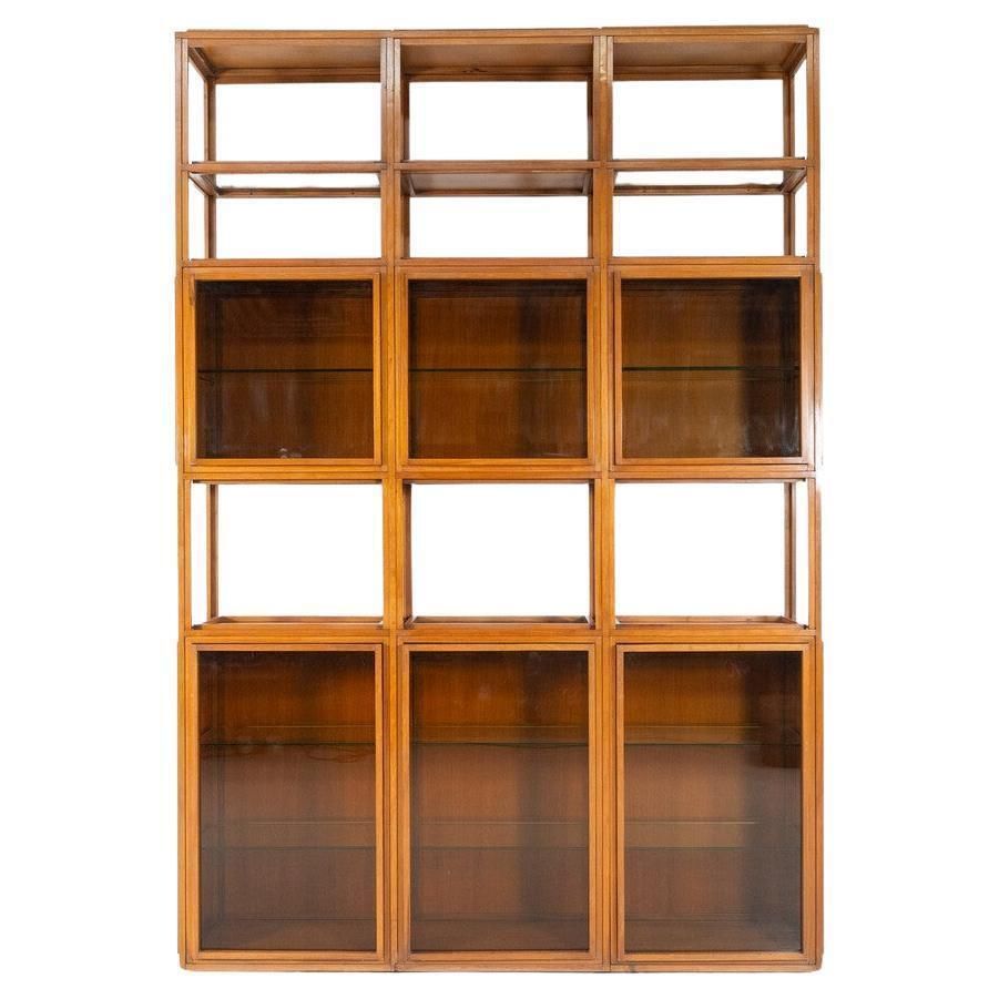 Mid Century Modern Shelves, Wood And Glass