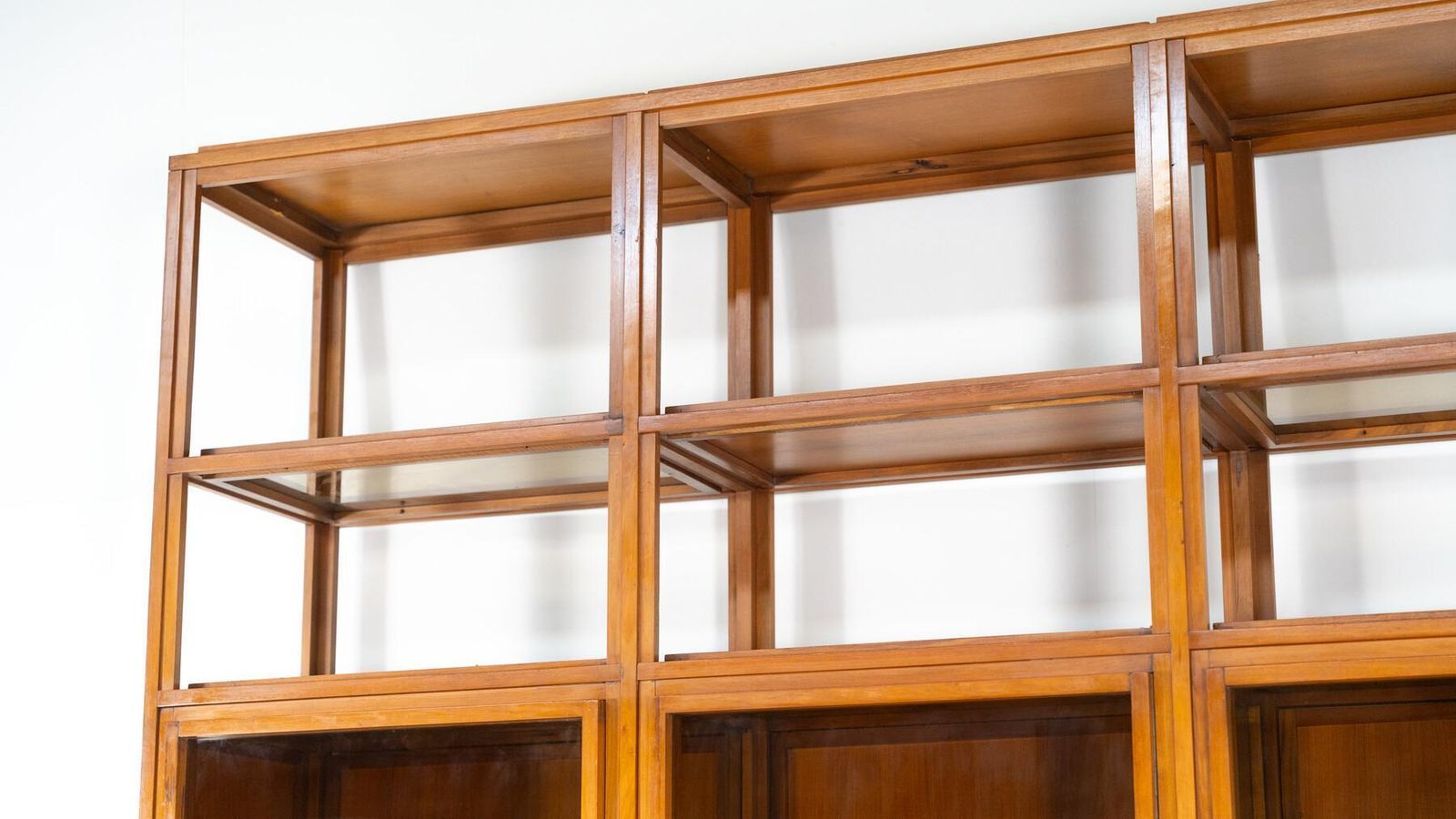 Mid Century Modern Shelves, Wood And Glass photo furniture