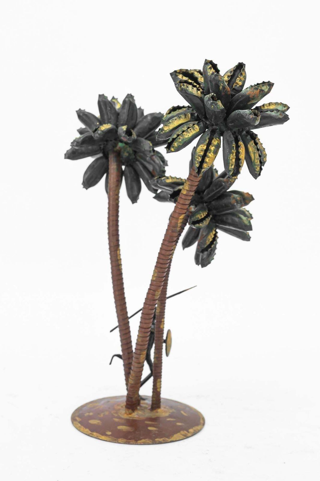 A Palm Scene Made Of Iron And Bottle Caps ( Handwork ) Vienna Around 1970s photo for sale