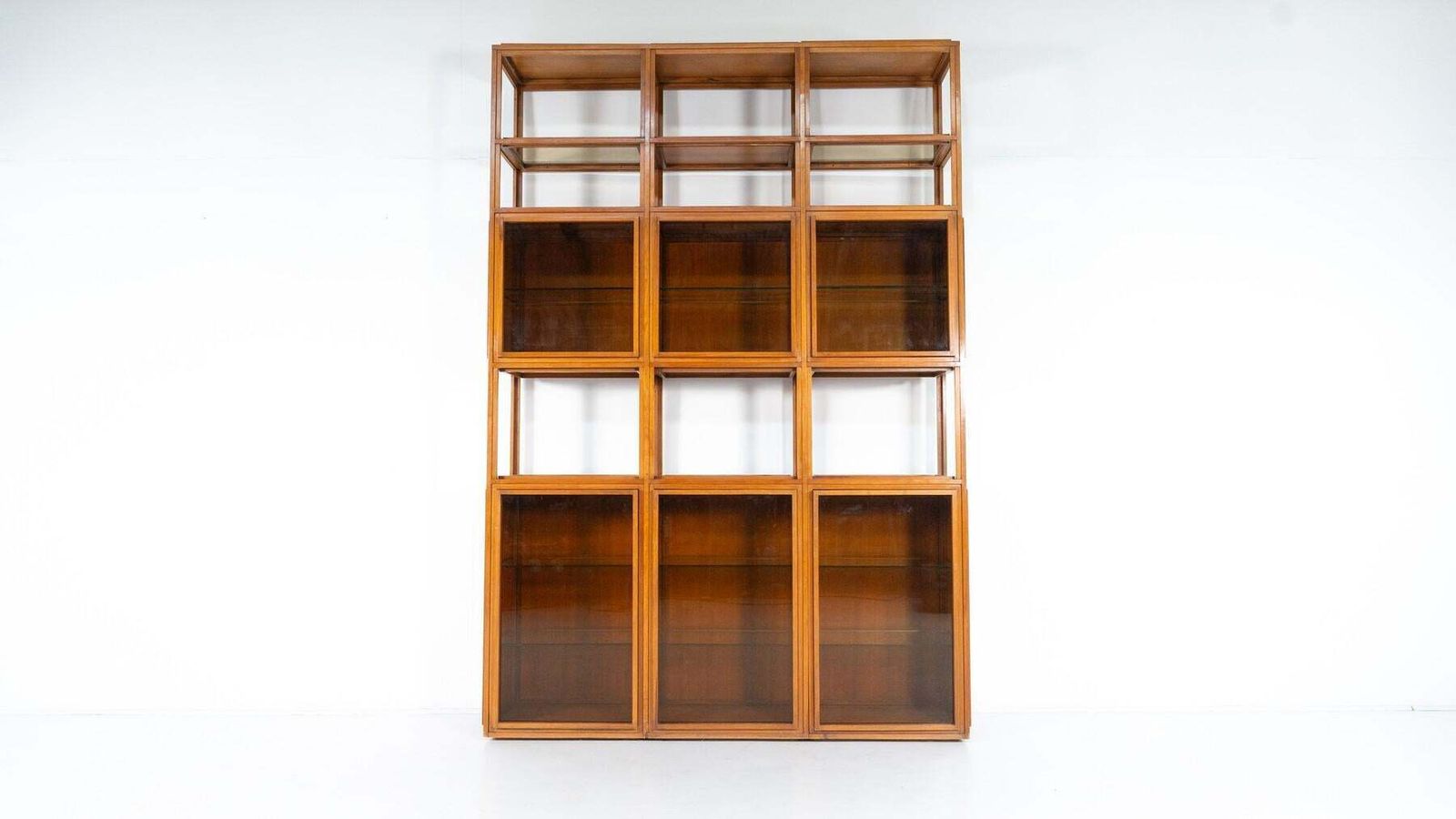 photo for sale Mid Century Modern Shelves, Wood And Glass