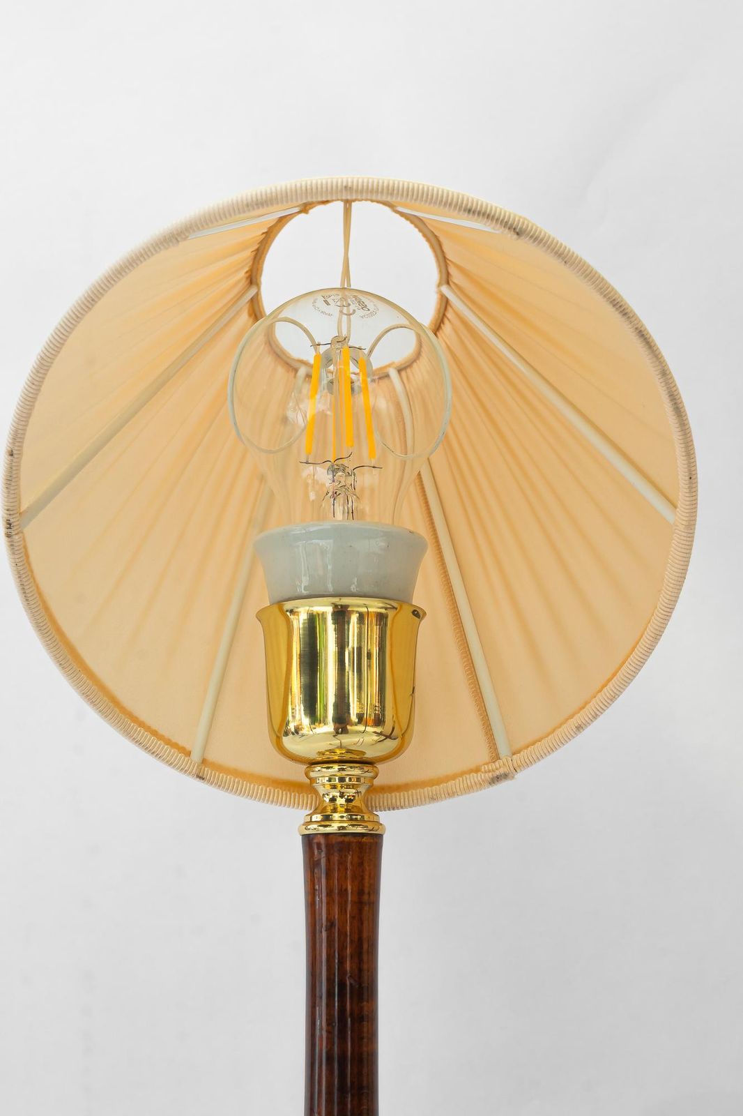 photo for sale 2 Rupert Nikoll Table Lamps With Wood And Fabric Shade Vienna Around 1950s