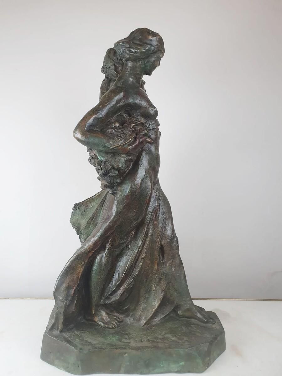 Jos De Decker, Bronze With Green Patina "Allegory Of Spring" photo Art
