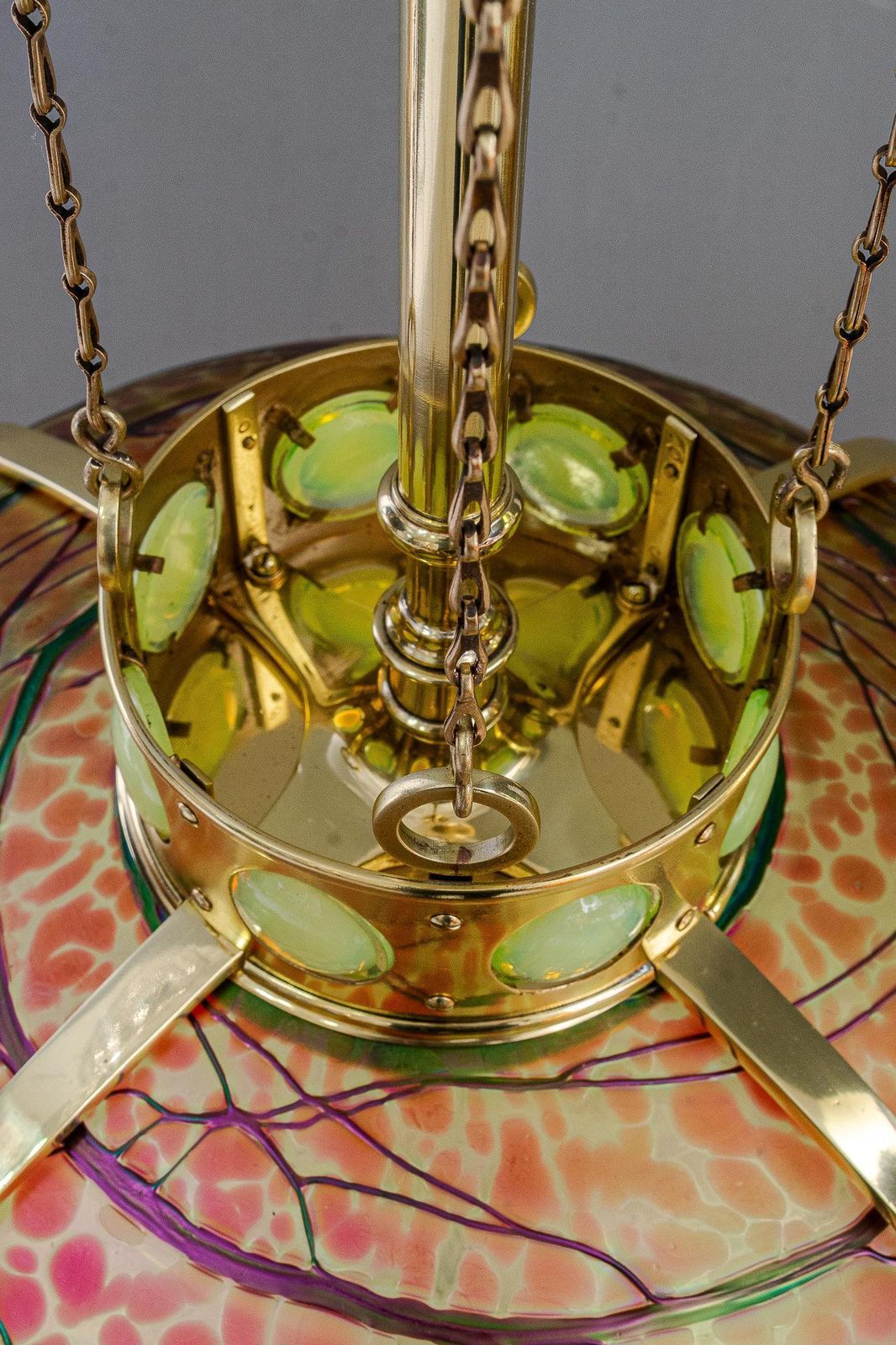photo furniture Adjustable Chandelier With Palme Koenig Glass Shade Vienna Around 1908s