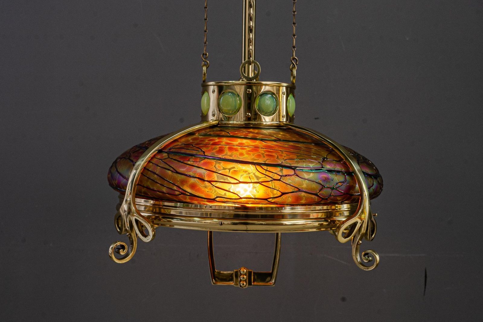 photo buy Adjustable Chandelier With Palme Koenig Glass Shade Vienna Around 1908s