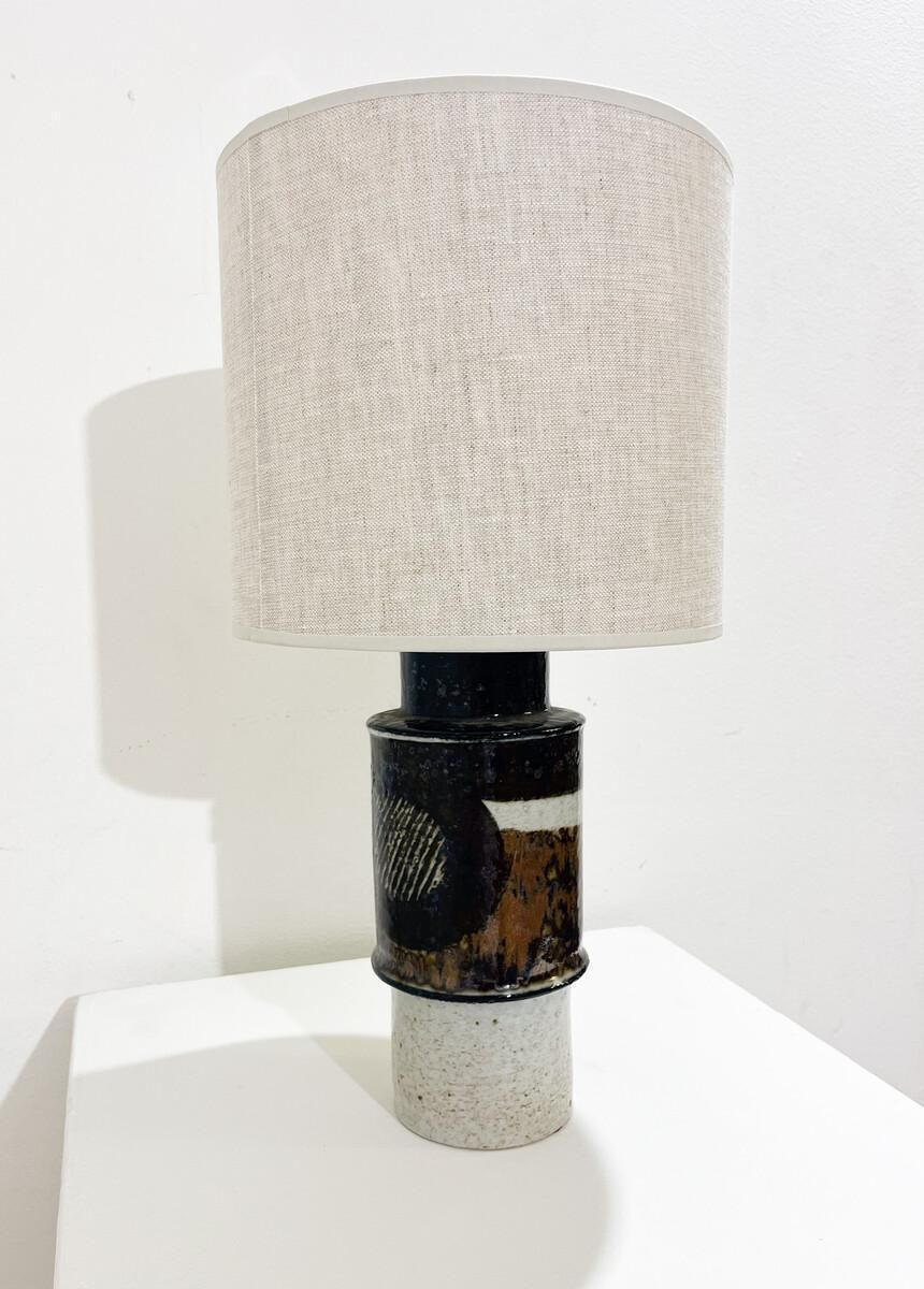 Mid Century Desk Lamp, Painted And Glazed Stoneware By Inger Persson, 1960s photo furniture