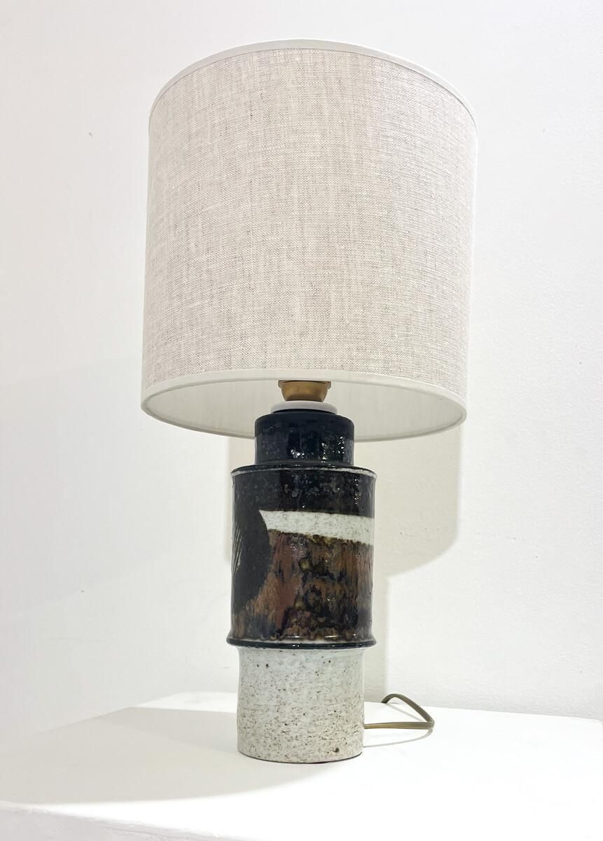 Mid Century Desk Lamp, Painted And Glazed Stoneware By Inger Persson, 1960s photo for sale