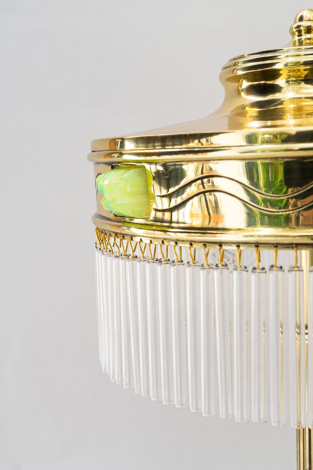 Art Deco Table Lamp With Orig. Opaline Glass Stones Vienna Around 1920s photo Lighting