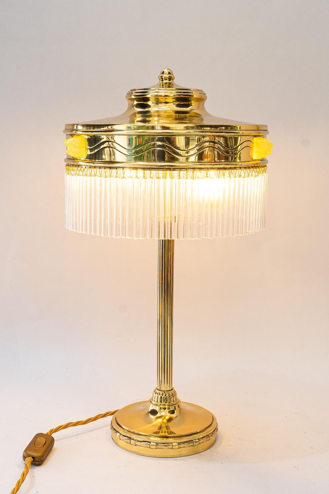 Art Deco Table Lamp With Orig. Opaline Glass Stones Vienna Around 1920s photo vintage