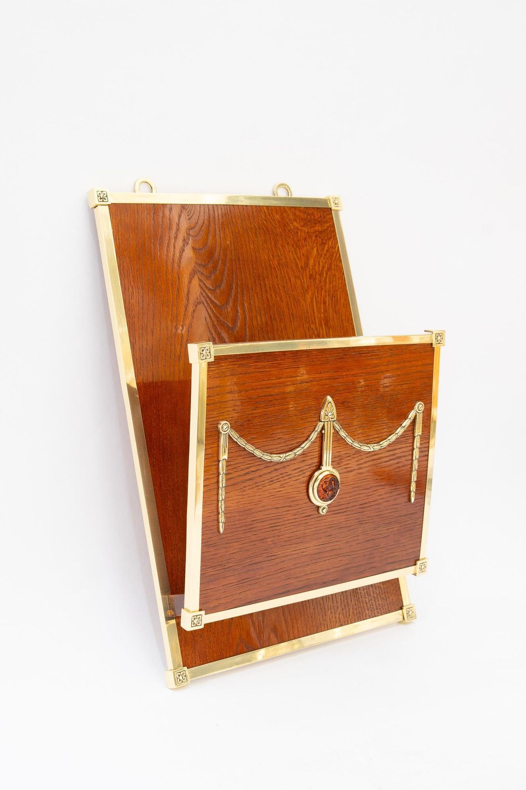 Wall Magazine Wood And Brass Rack Vienna Around 1920s photo vinterior