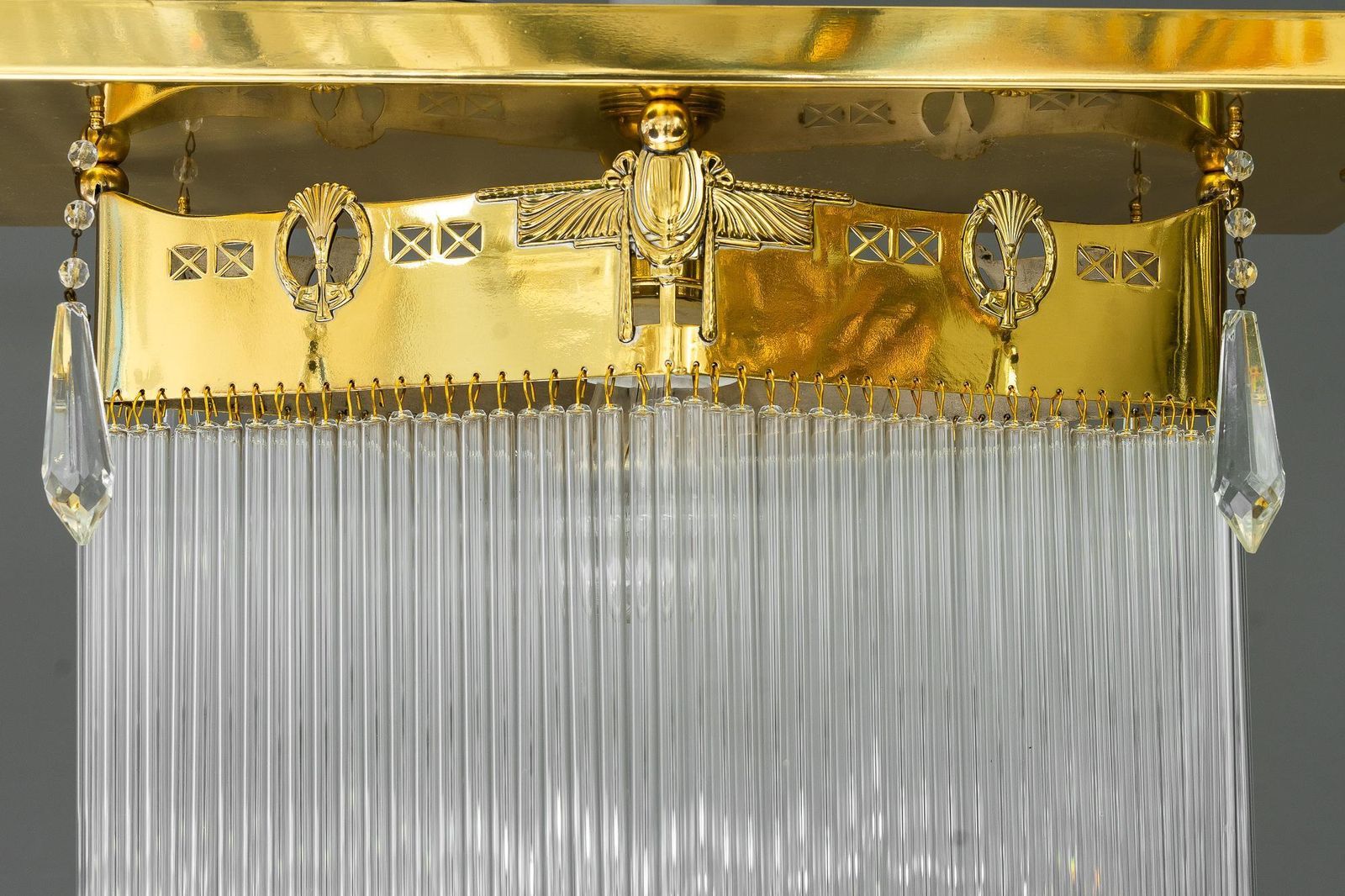 Art Deco Flush Mount With Glass Sticks And 4 Glass Prism Vienna Around 1920s photo buy