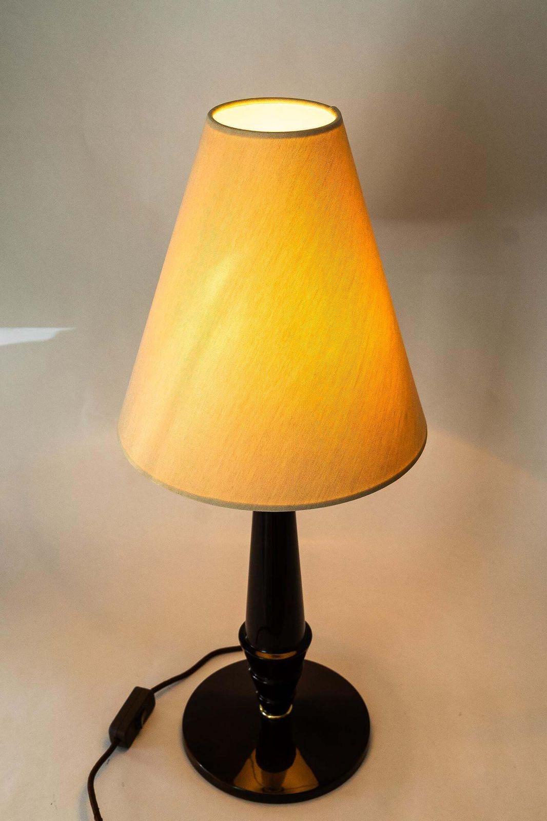 Big Art Deco Wood Table Lamp With Fabric Shade Vienna Around 1920s photo buy