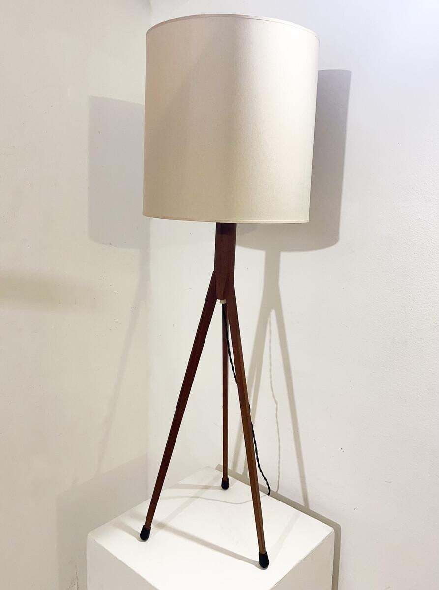 Mid Century Floor Lamp With A Wood Tripod Base, 1970s photo buy
