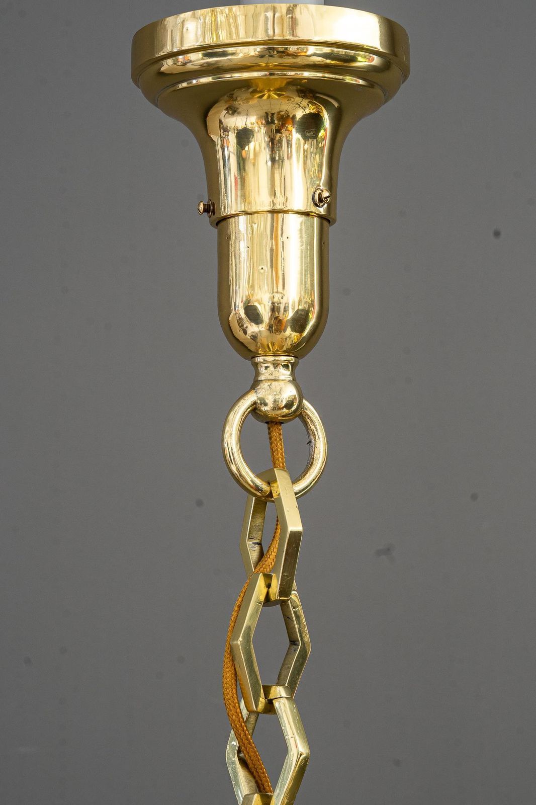 Art Deco Chandelier With Fabric Shades Vienna Around 1920s photo Lighting