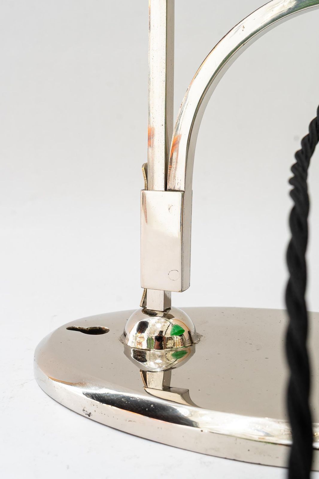photo for sale Hight Adjustable Nickel  Plated Table Lamp With Opal Glass Shade Vienna 1920s