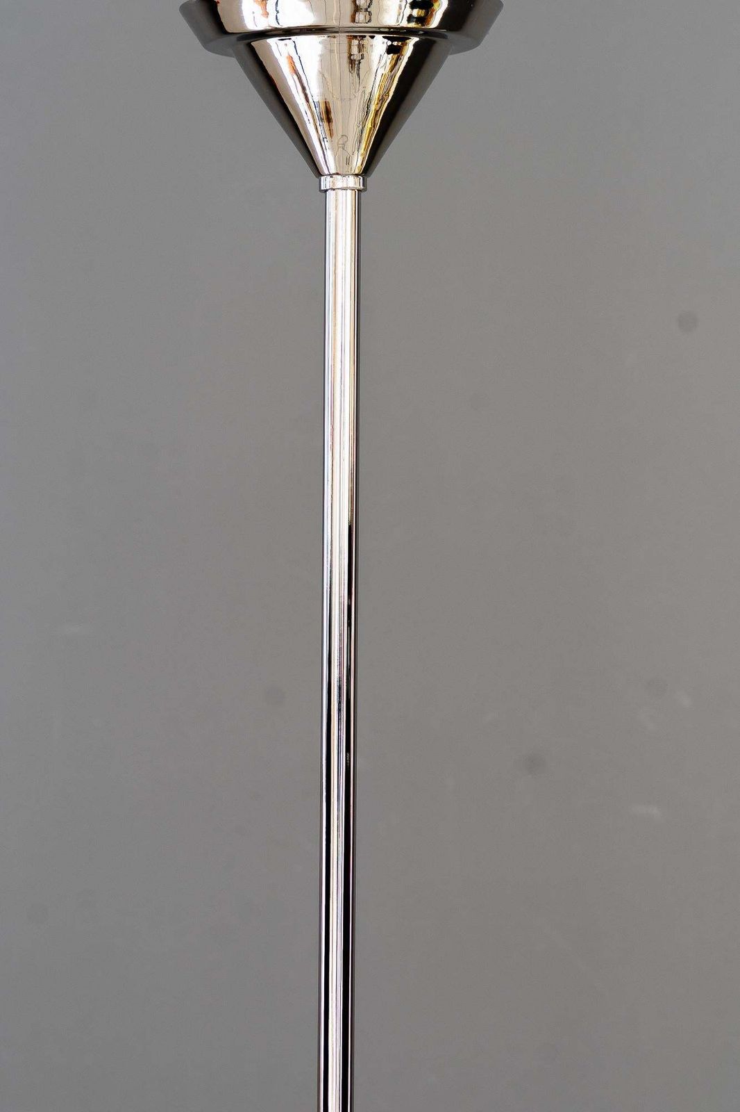 Art Deco Nickel Plated Pendant With Original Antique Glass Vienna Around 1920s photo Lighting