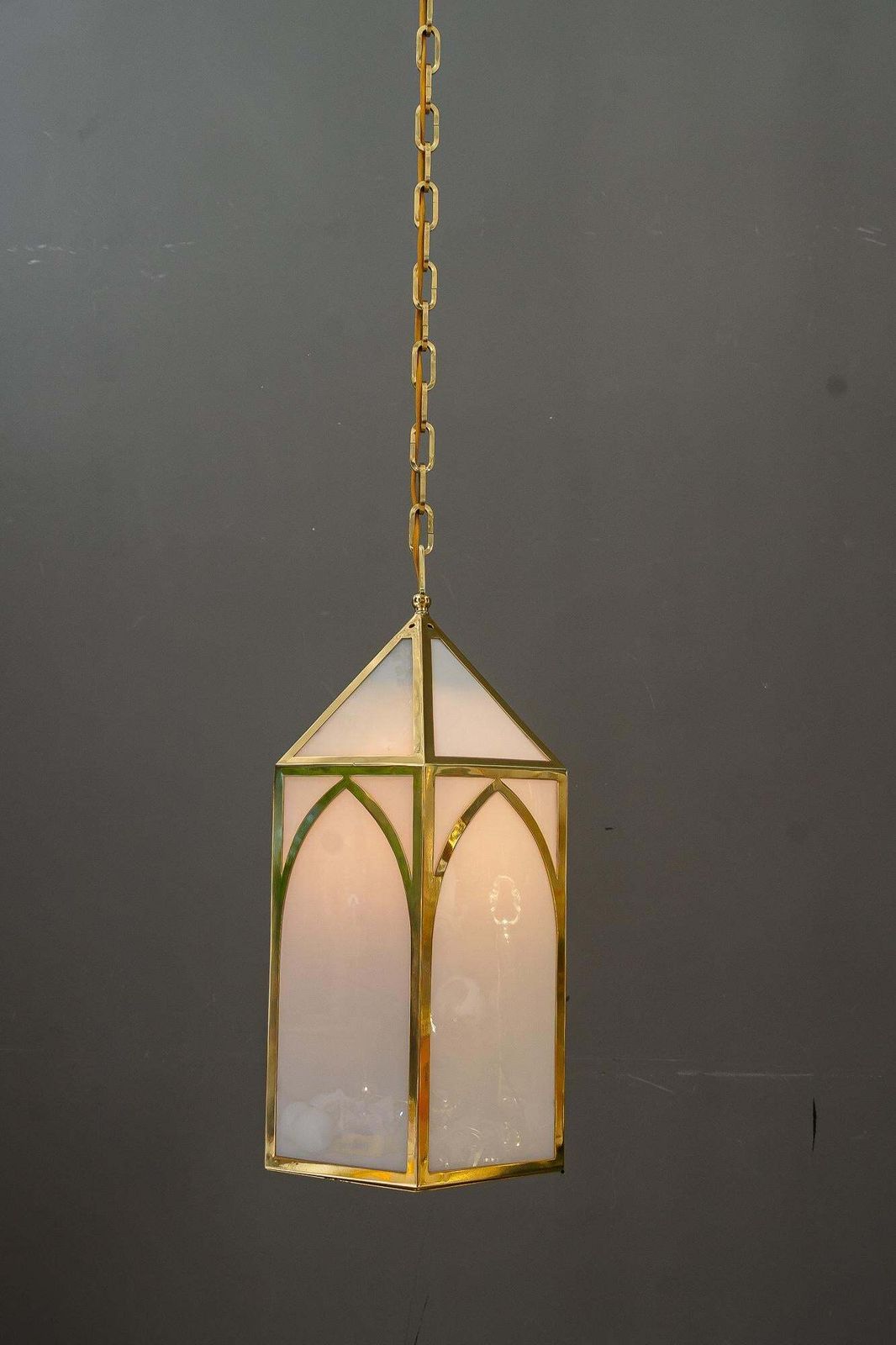 1213.0 Big Art Deco Lantern With Original Antique Opal Glass Shades Vienna Around 1920 photo