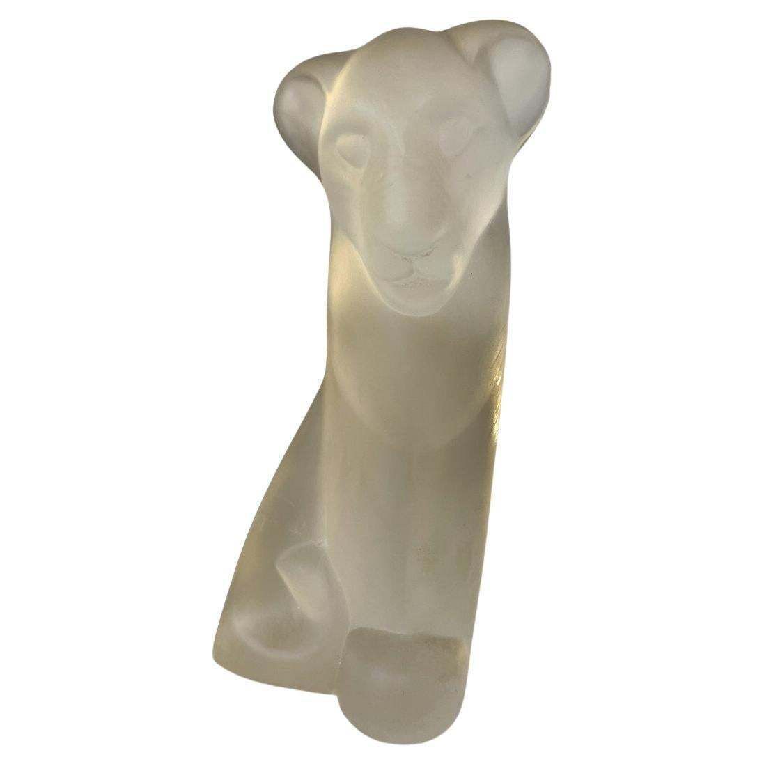Frosted Glass Sculpture "Lion", Lucienne Bloch, By Glasfabriek, 1929