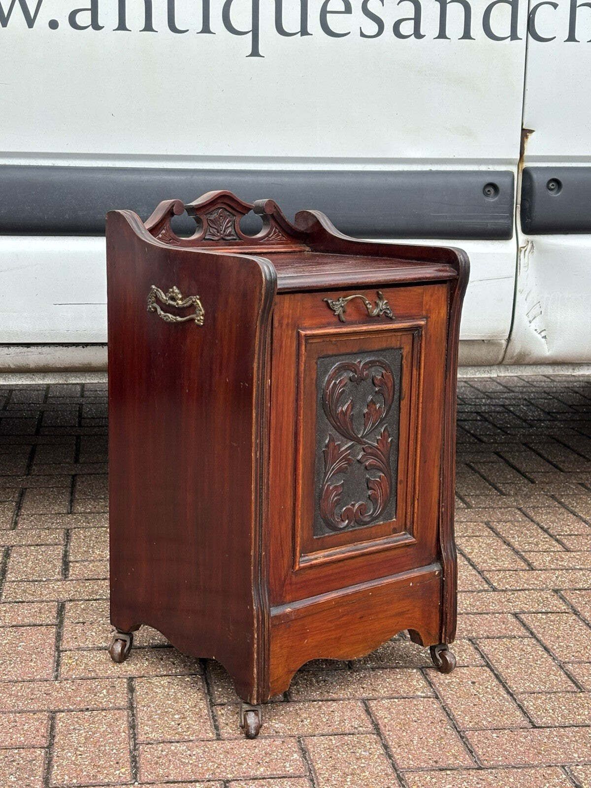 Victorian Mahogany Fireside Coal / Log Cabinet, On Castors, Removable Liner photo furniture