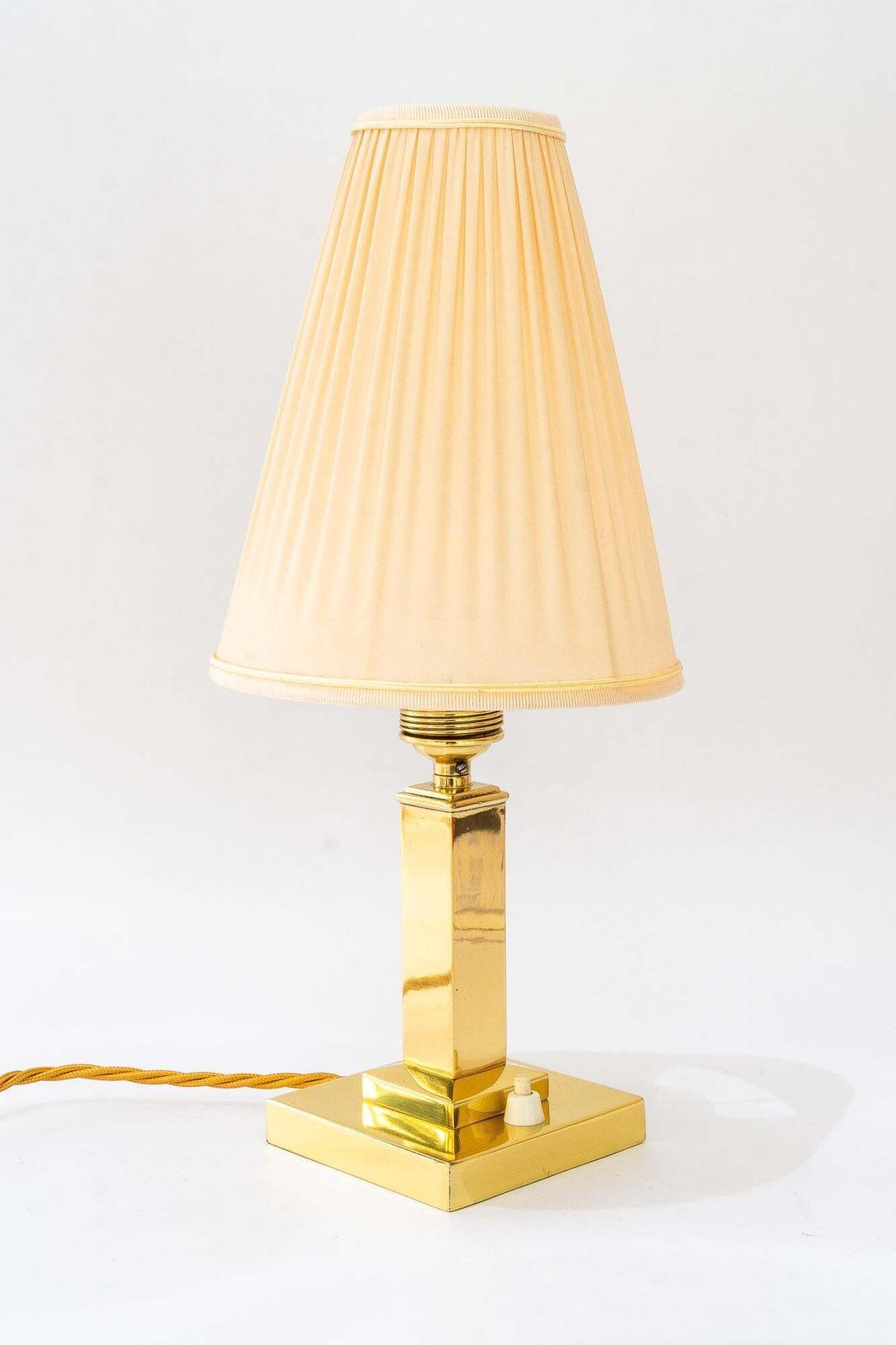 Art Deco Brass Table Lamp With Fabric Shade Vienna Around 1920s photo Lighting