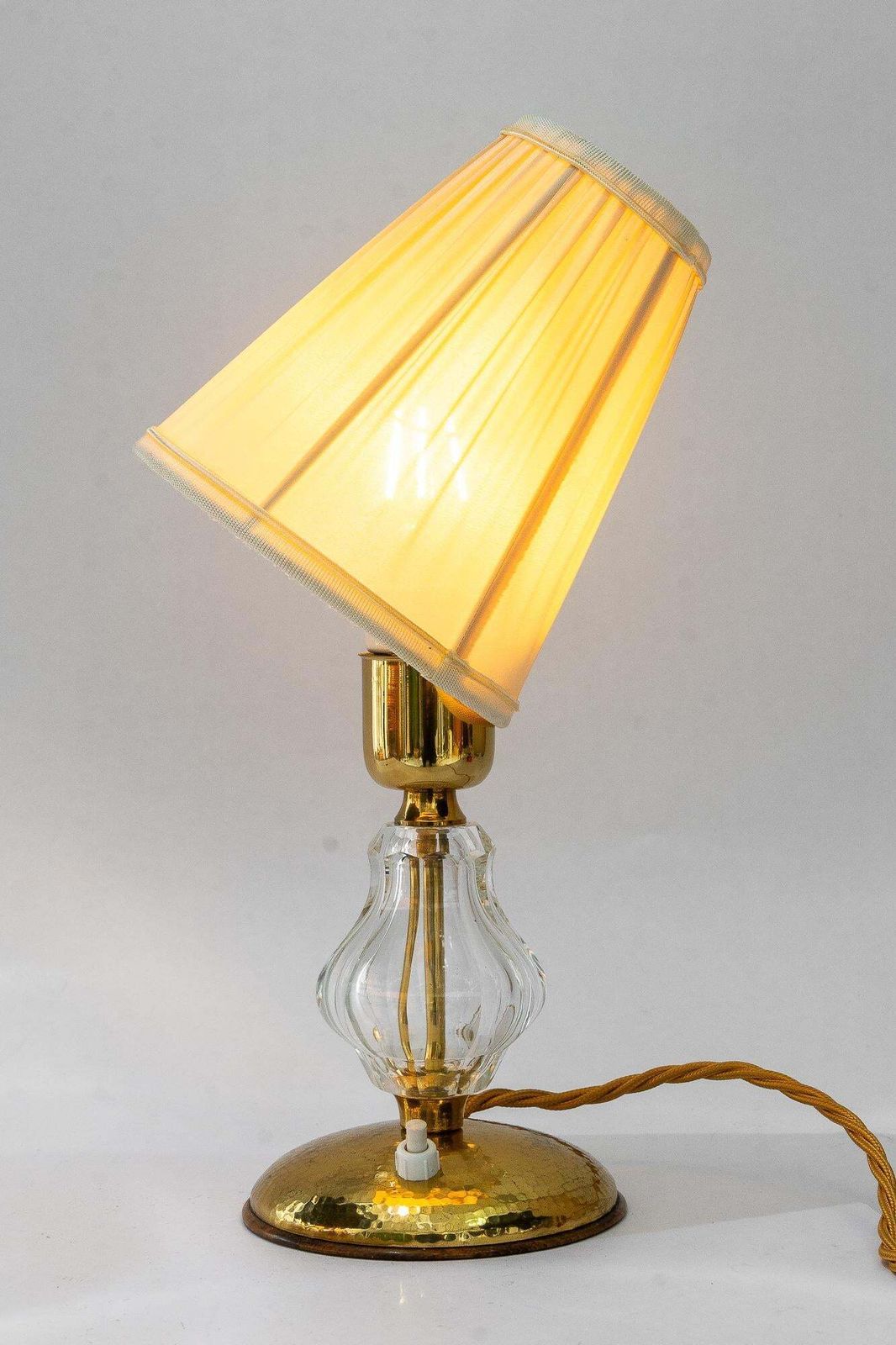 Bakalowits Glass Table Lamp With Fabric Shade Vienna Around 1950s photo vintage