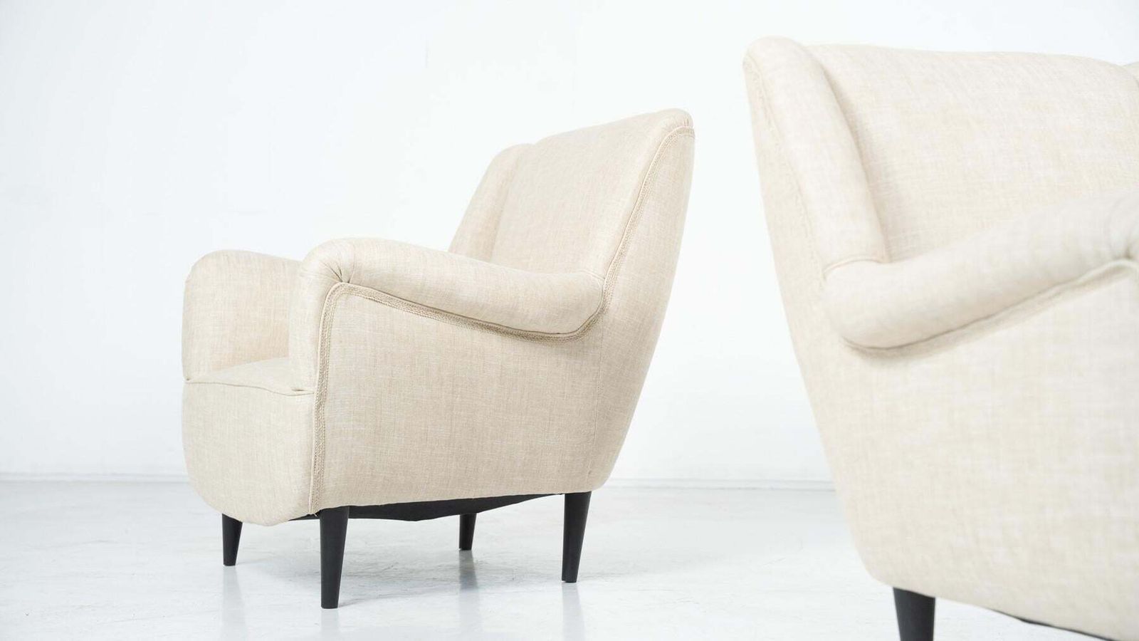 Pair Of Mid Century Italian Armchairs, Italy, 1960s   New Upholstery photo furniture