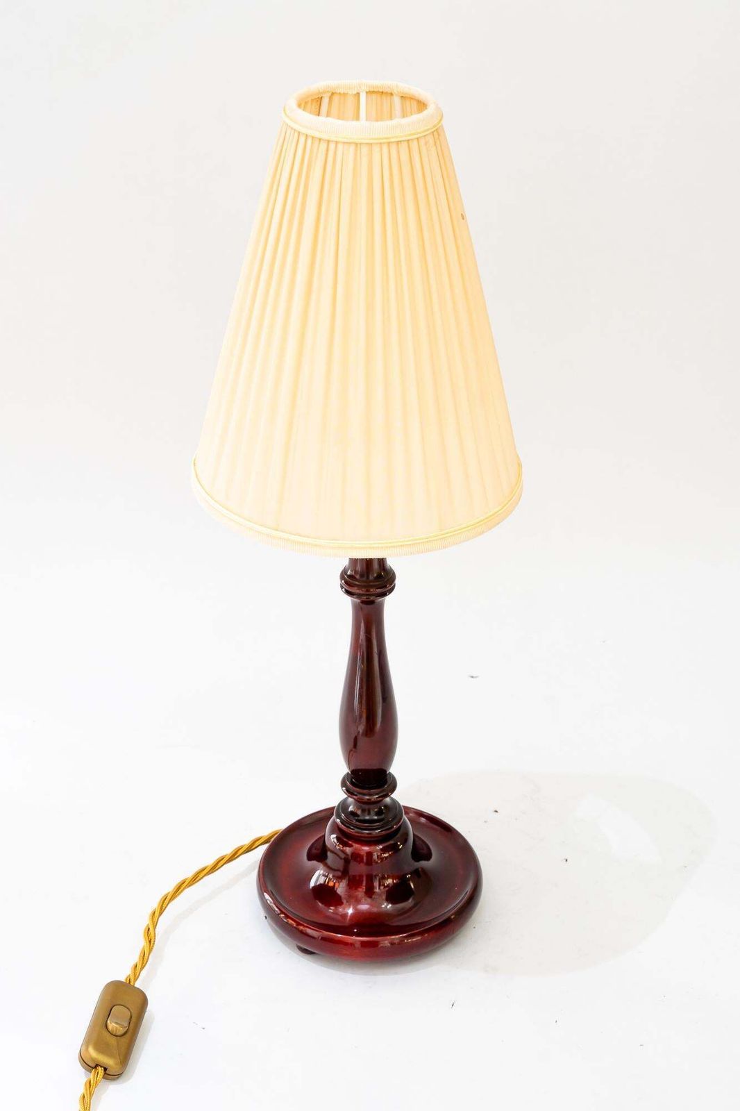 Art Deco Wood Table Lamp With Fabric Shade Vienna Around 1920s photo furniture