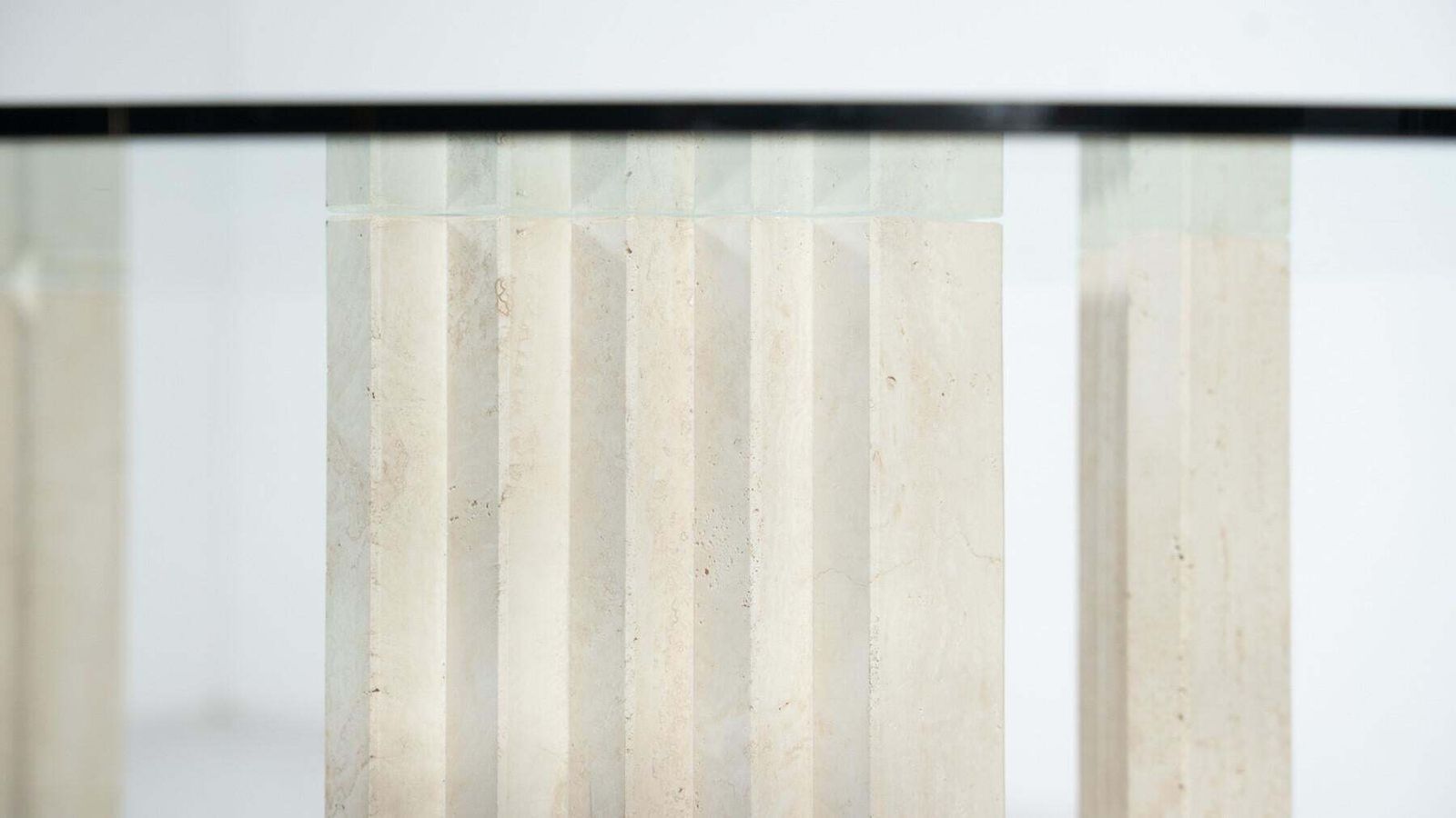 photo furniture Mid Century Modern Travertine Dining Table In The Style Of Carlo Scarpa, 1970s