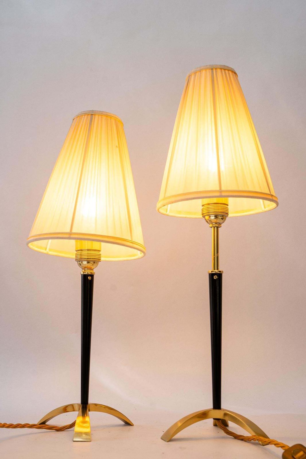 photo furniture 2 Hight Adjustable J.T.Kalmar Table Lamps With Fabric Shades Vienna Around 1950s