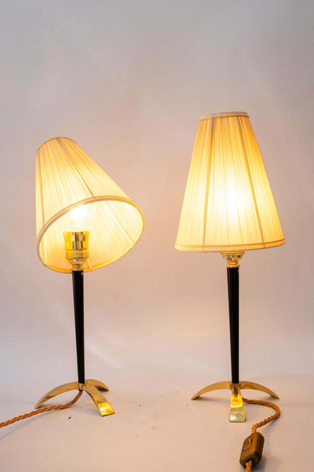 780.0 2 Hight Adjustable J.T.Kalmar Table Lamps With Fabric Shades Vienna Around 1950s photo