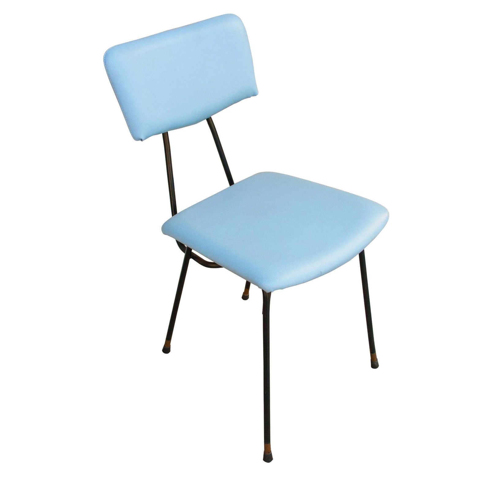 Luigi Scremin 10 Chairs Set Blue Leatherette And Melalic Structure, Italy, 1950 photo furniture