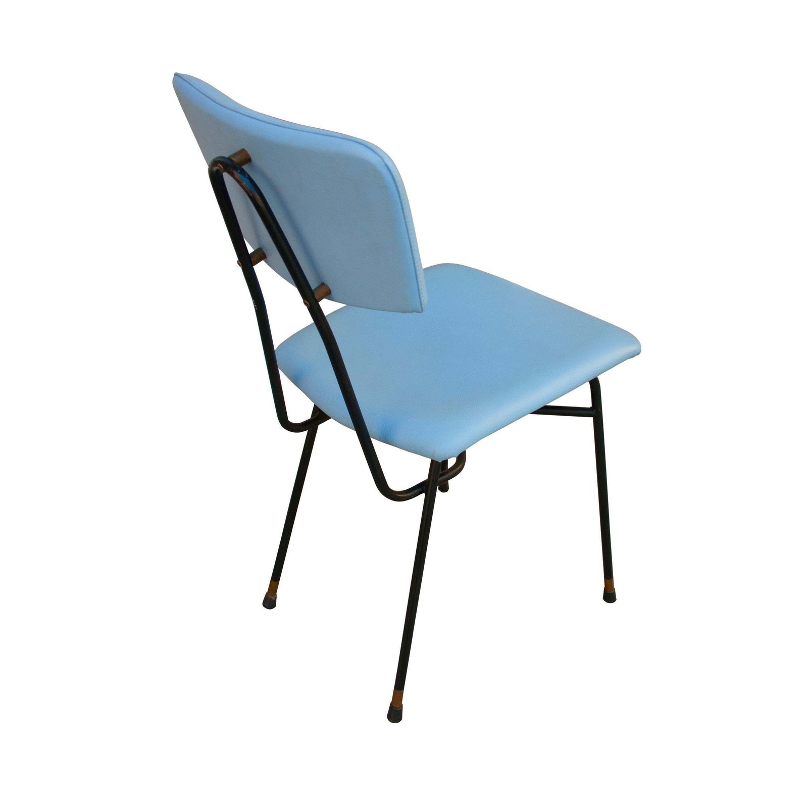 Luigi Scremin 10 Chairs Set Blue Leatherette And Melalic Structure, Italy, 1950 photo vinterior
