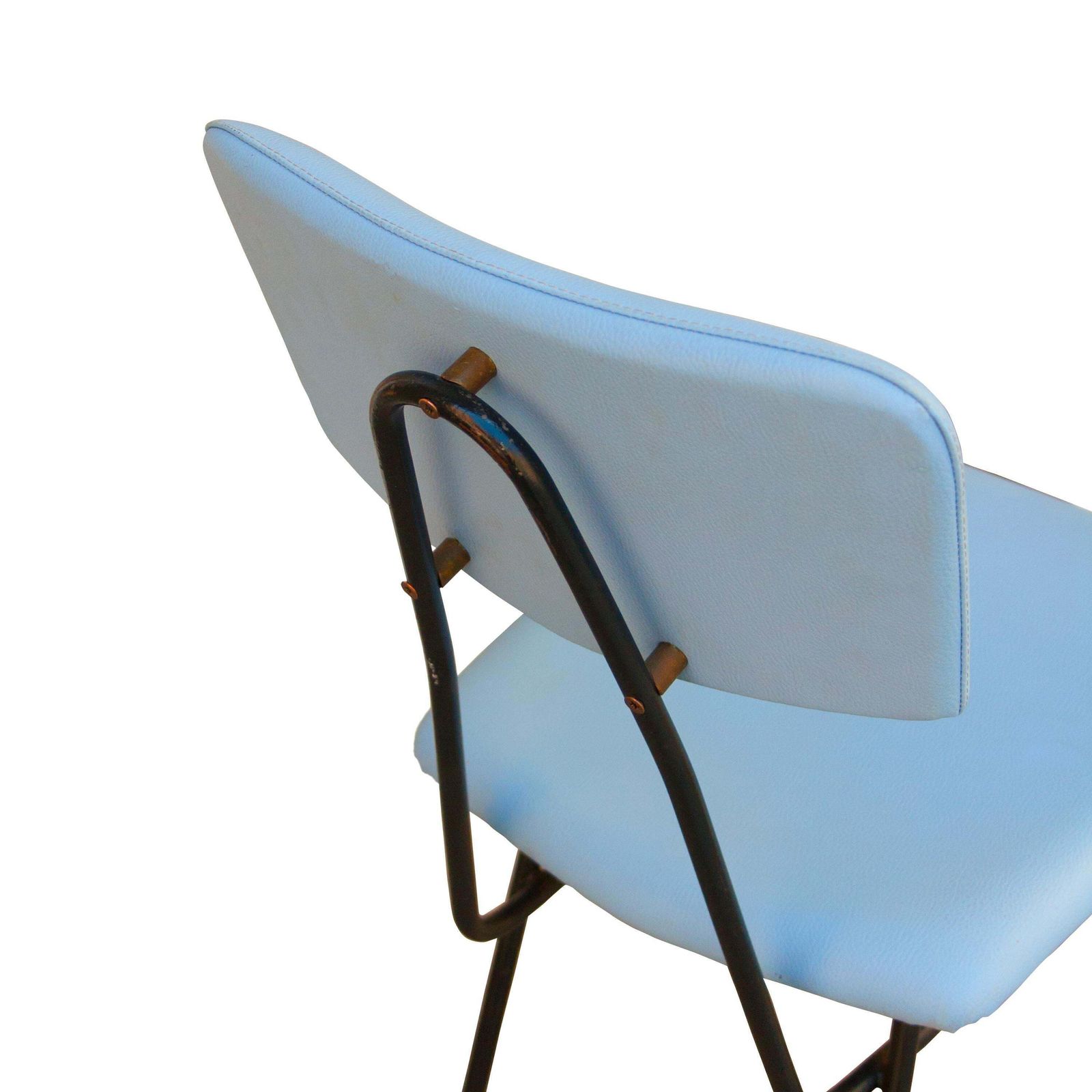 Luigi Scremin 10 Chairs Set Blue Leatherette And Melalic Structure, Italy, 1950 photo buy