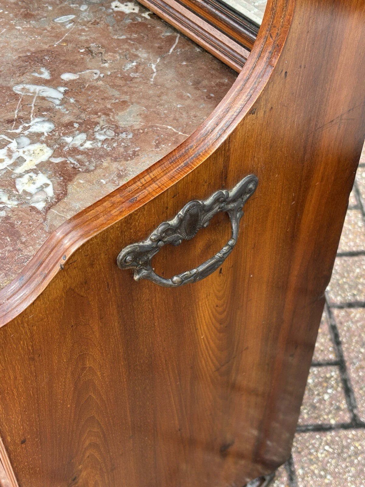 Victorian Walnut Coal / Log Cabinet / Purdonium. Marble Top On Castors. photo vinterior