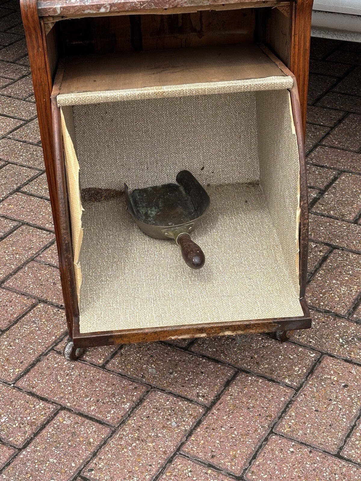 485.0 Victorian Walnut Coal / Log Cabinet / Purdonium. Marble Top On Castors. photo
