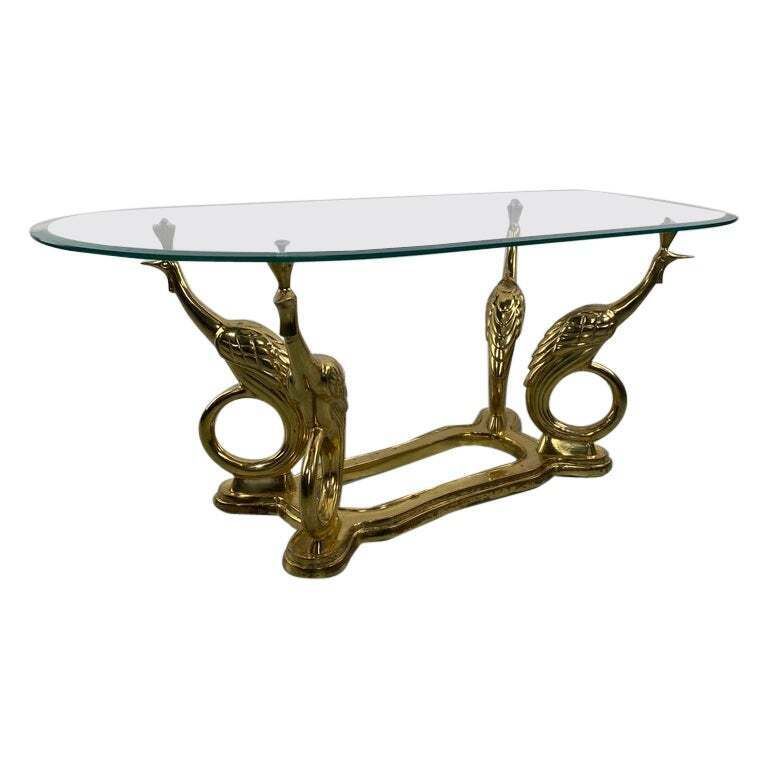 Elegant Peacock Brass Coffee Table Maison Charles Style  France