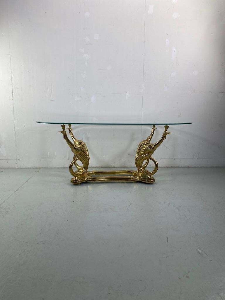 Elegant Peacock Brass Coffee Table Maison Charles Style  France photo vinterior