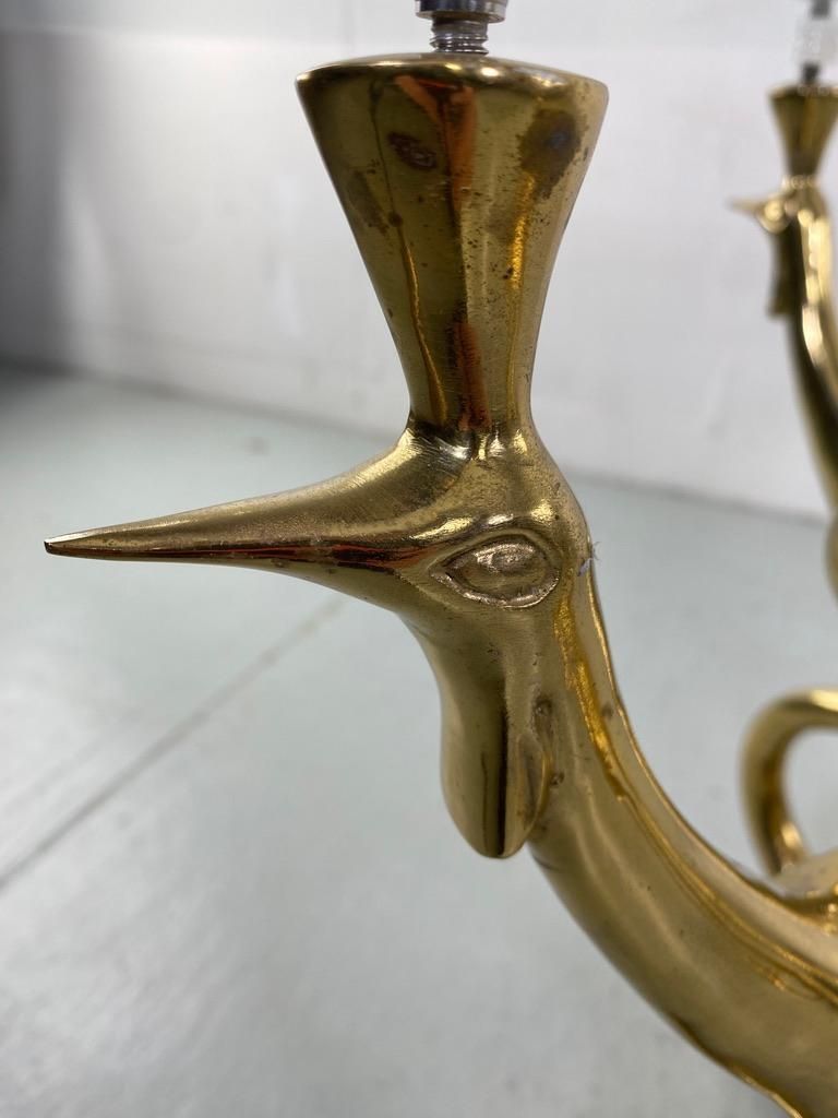 Elegant Peacock Brass Coffee Table Maison Charles Style  France photo vintage