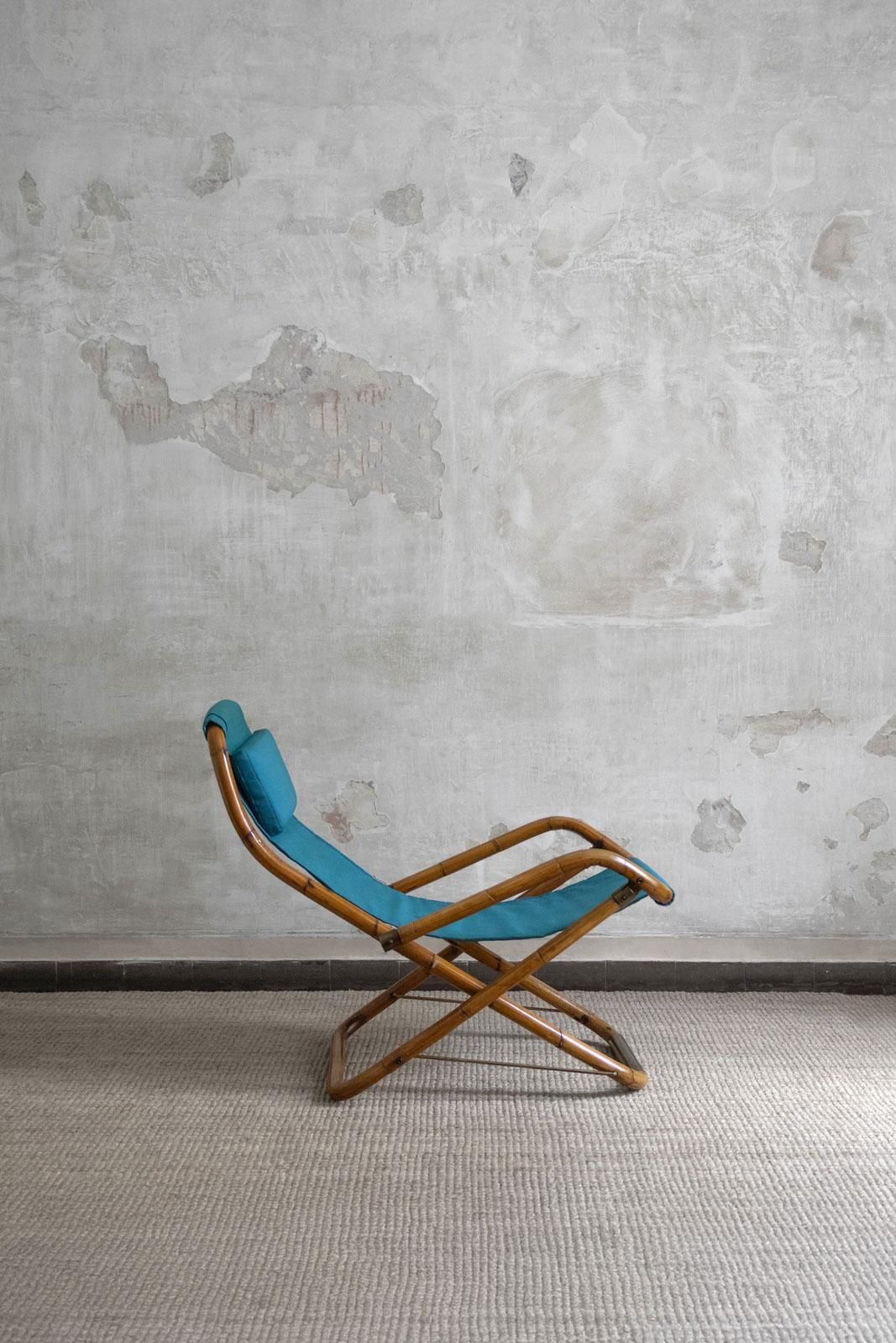 Pair Of Foldable Reclining Armchairs In Curved Bamboo, Italy 1970s photo 2184.0