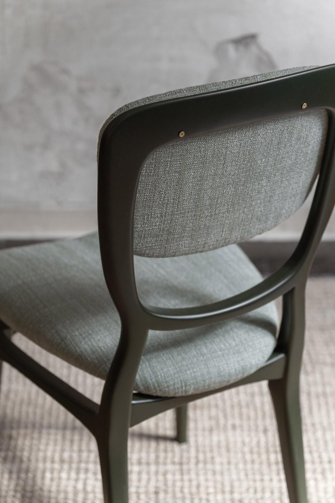 photo furniture Set Of Seven Chairs With Lacquered Wood Frame, Upholstered In Dedar Fabric