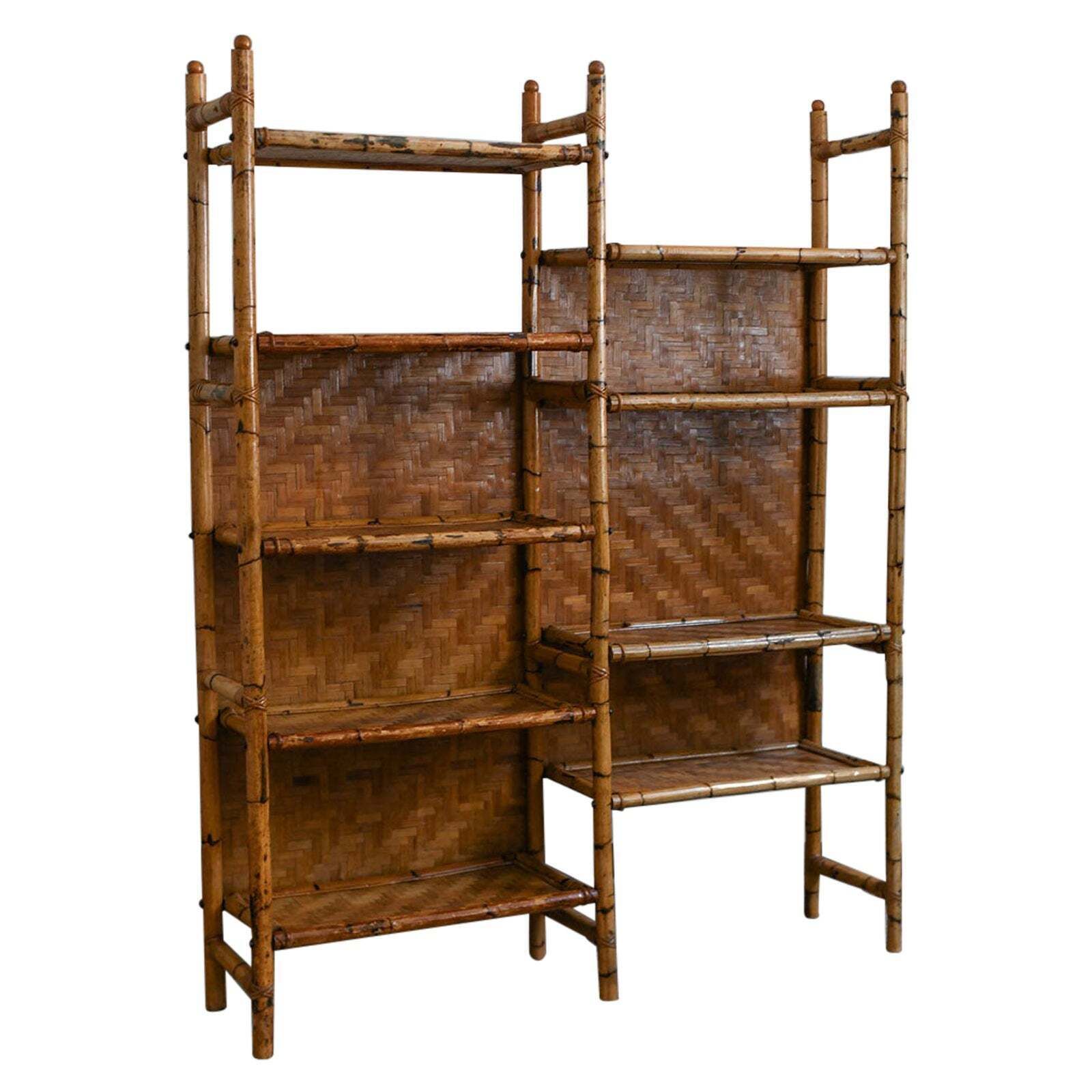 Bamboo Bookshelf With Pressed Bamboo Panels, 1970