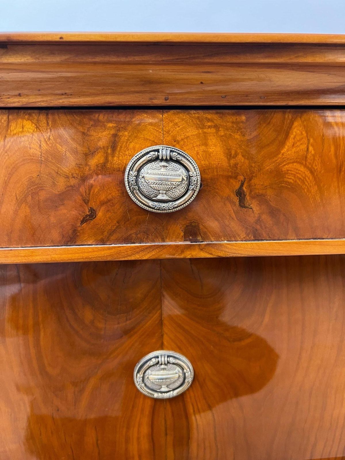 4852.0 Biedermeier Commode, Cherry Veneer, Brass, Franconia Circa 1820 photo