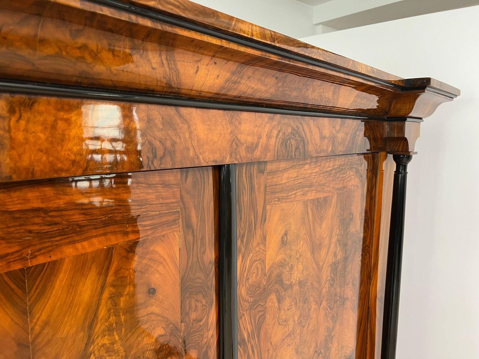 Furniture Biedermeier Armoire, Walnut Veneer, South Germany Circa 1820 photo