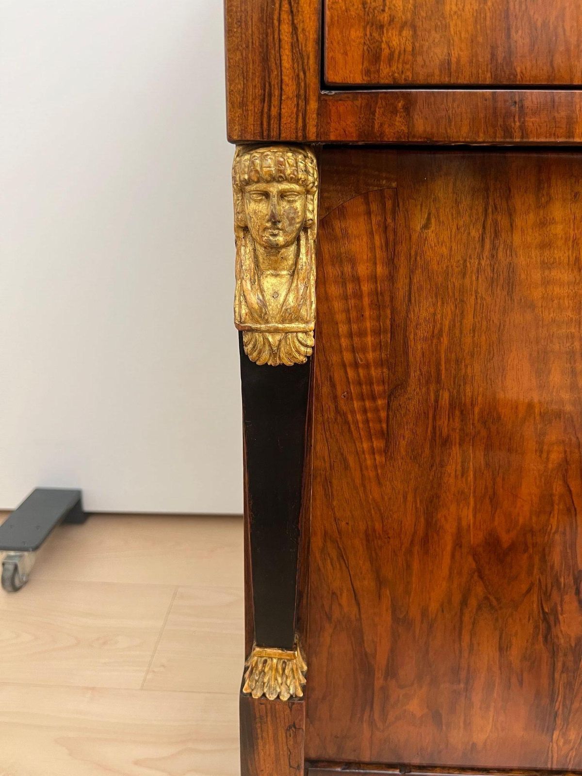 photo for sale Biedermeier Chest, Walnut Veneer, Cherry, Gold Leaf, Brass, Austria Circa 1815