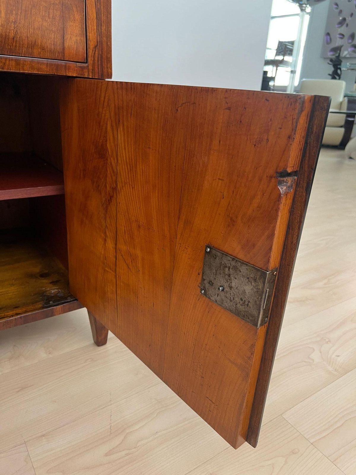 photo buy Biedermeier Chest, Walnut Veneer, Cherry, Gold Leaf, Brass, Austria Circa 1815