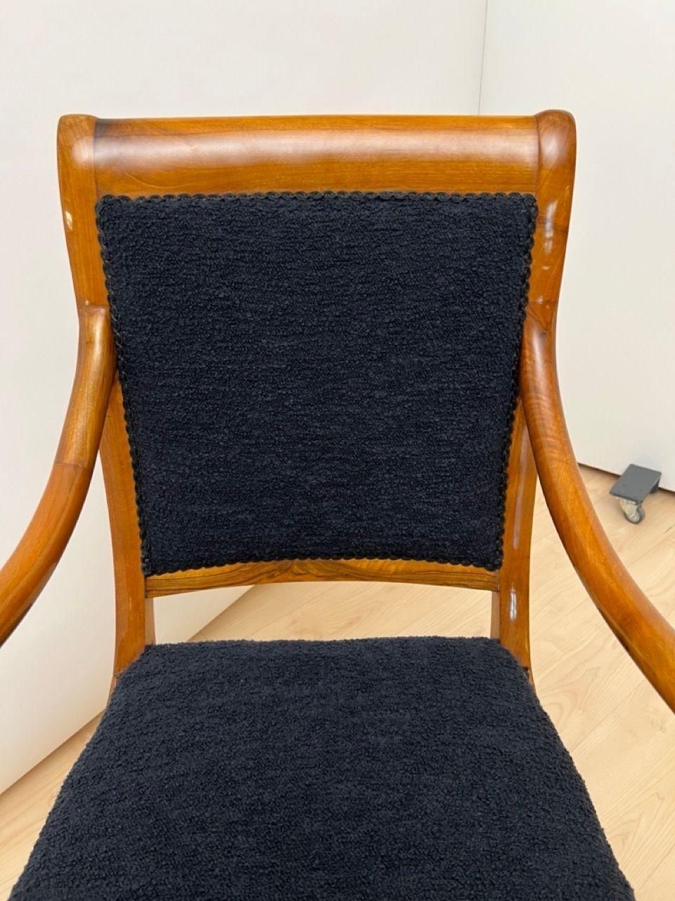 photo furniture Biedermeier Armchair, Walnut, Black Boucle, South Germany Circa 1835