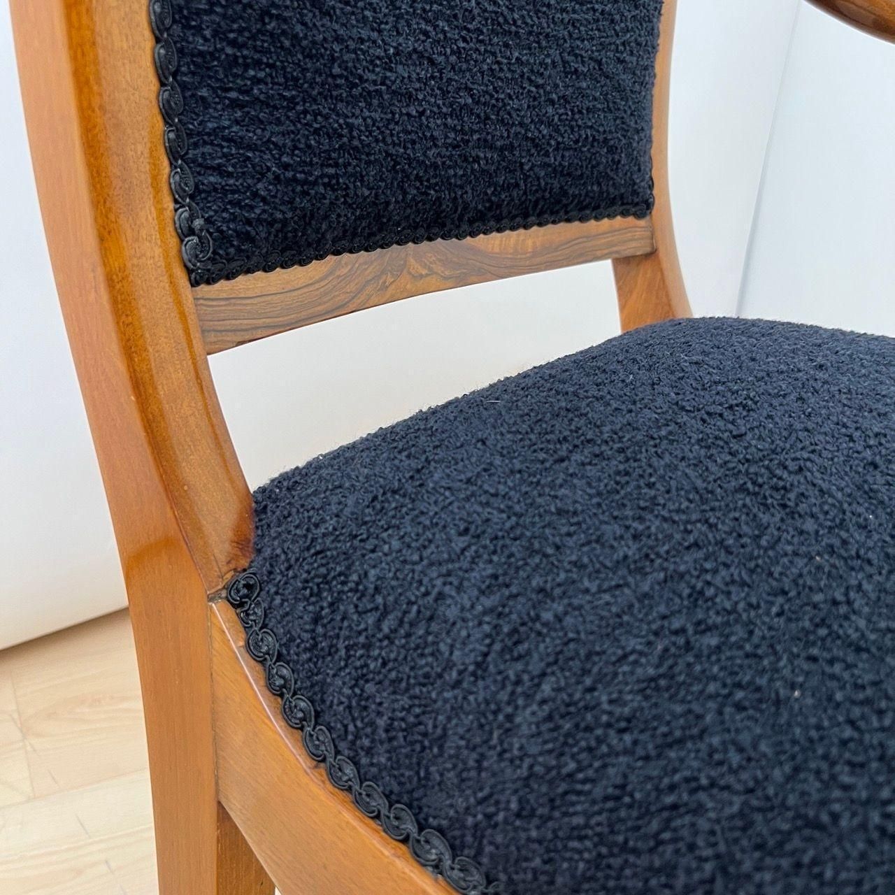 1947.0 Biedermeier Armchair, Walnut, Black Boucle, South Germany Circa 1835 photo